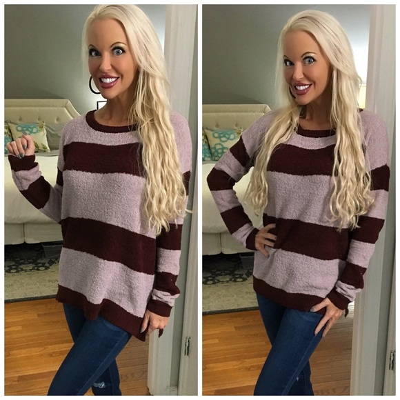 LAST 1! ❤️ Beautiful Soft Berber Striped Sweater - Picture 2 of 7